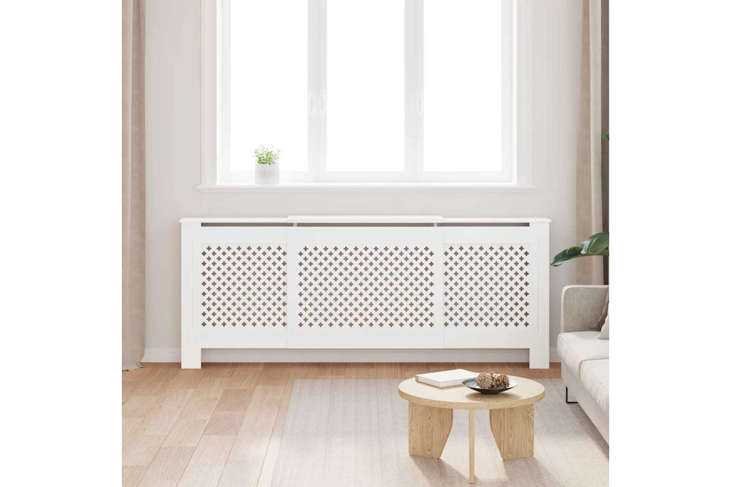 vidaXL Mdf Radiator Cover White 205cm-3