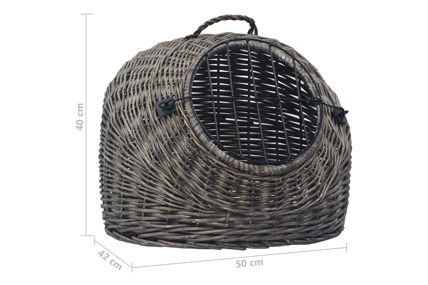 vidaXL 170905 Cat Transporter Grey 50x42x40cm Natural Willow-7