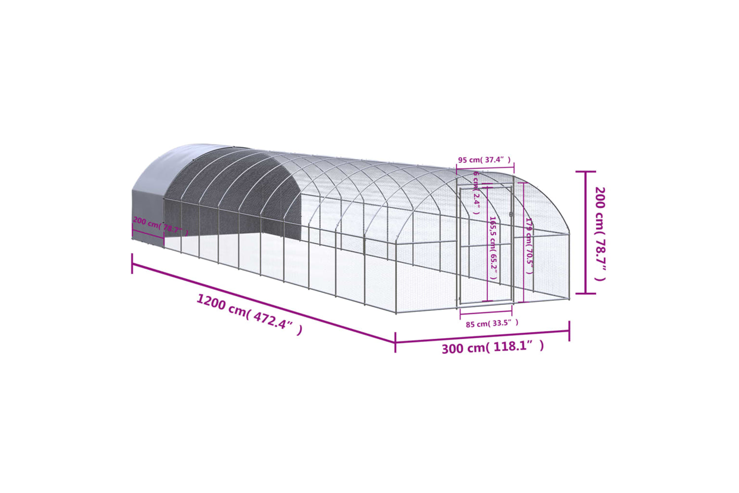 Vidaxl 3095477 Outdoor Chicken Coop 3x12x2 M Galvanised Steel-9
