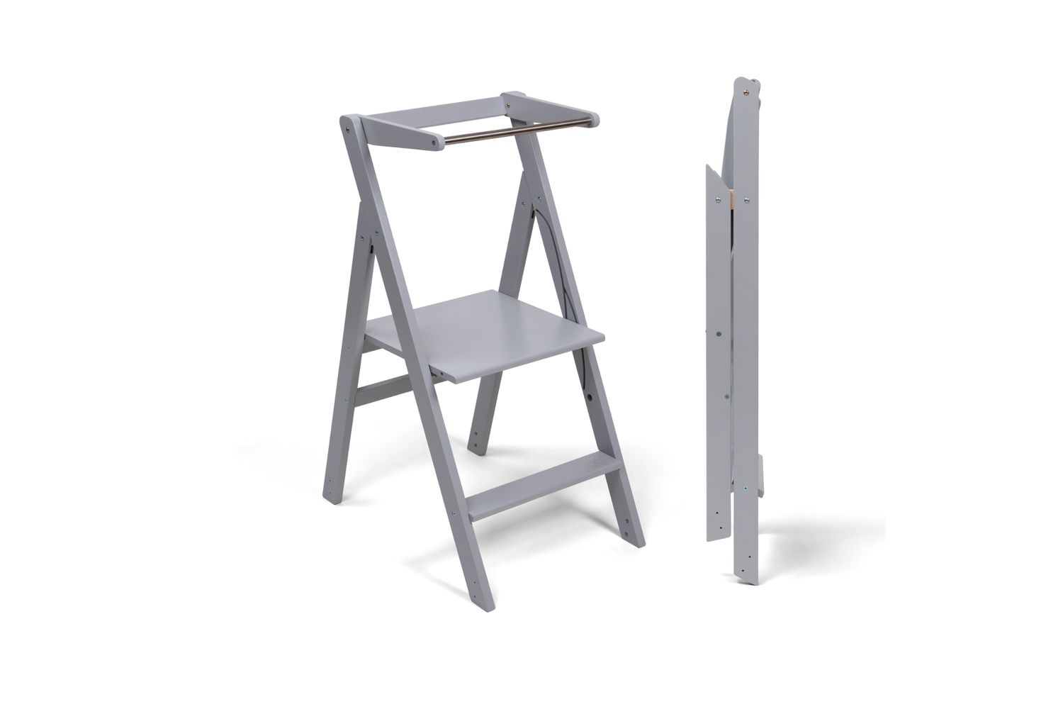 Ette Tete Foldable Helper Tower Stepnfold Gray With Extra Support | Helper Tower | Wood | Adjustable Height