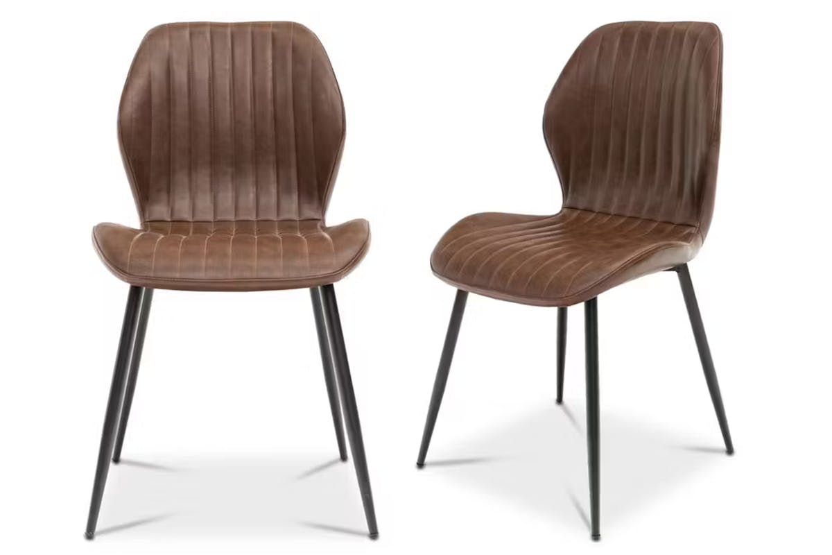 Fontana Dining Chairs | Leather | Brown | Set of 2-3