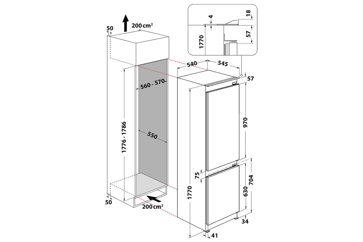 Whirlpool Built-in Fridge Freezer | WHC18T332PUK-12