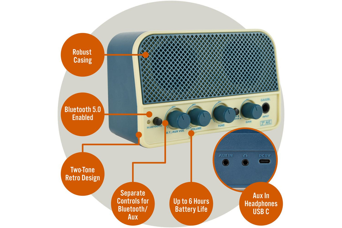 3rd Avenue Mini Guitar Amplifier Bluetooth Speaker-4