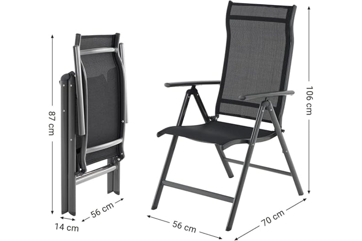 Songmics Folding Garden Sun Lounger | Black | Set of 2-6