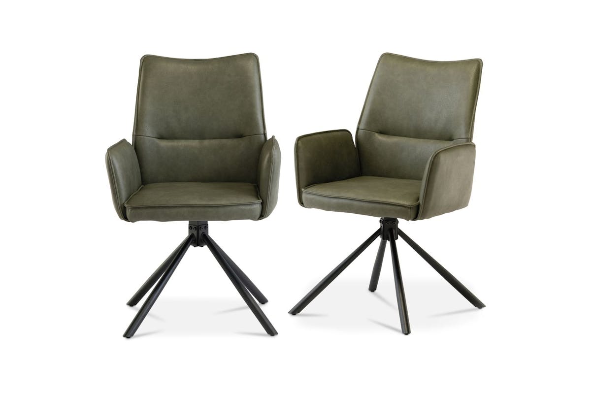 Granada Dining Chairs | Leather |  Green | Set of 2-3