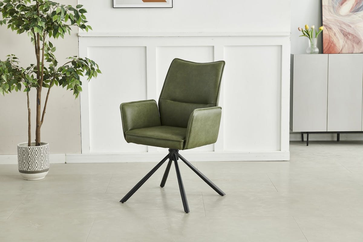 Granada Dining Chairs | Leather |  Green | Set of 2-6