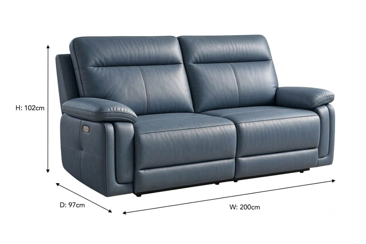 Cadenza 3 Seater Sofa | Power Recliner | Leather | Blue-3
