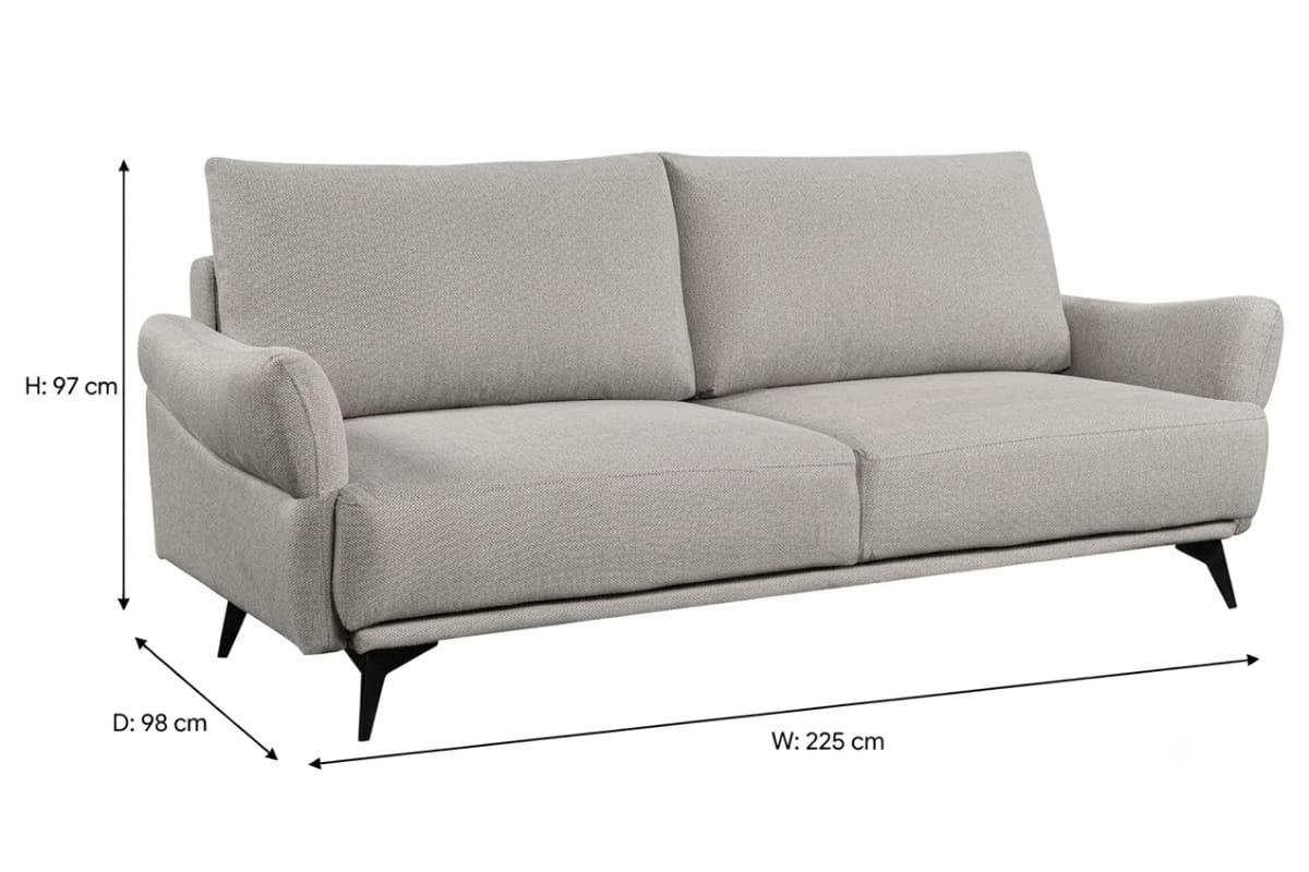 Eala 3 Seater Sofa | Fabric | Grey-2