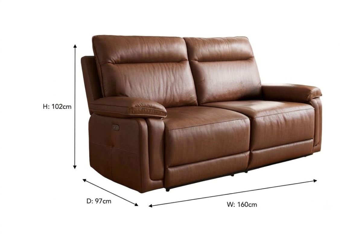 Cadenza 2 Seater Sofa | Power Recliner | Leather | Tan-3