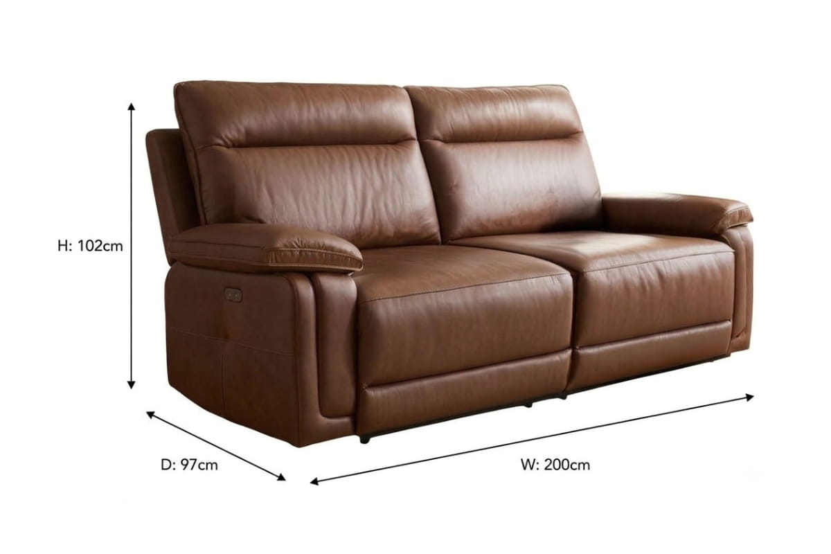 Cadenza 3 Seater Sofa | Power Recliner | Leather | Tan-3