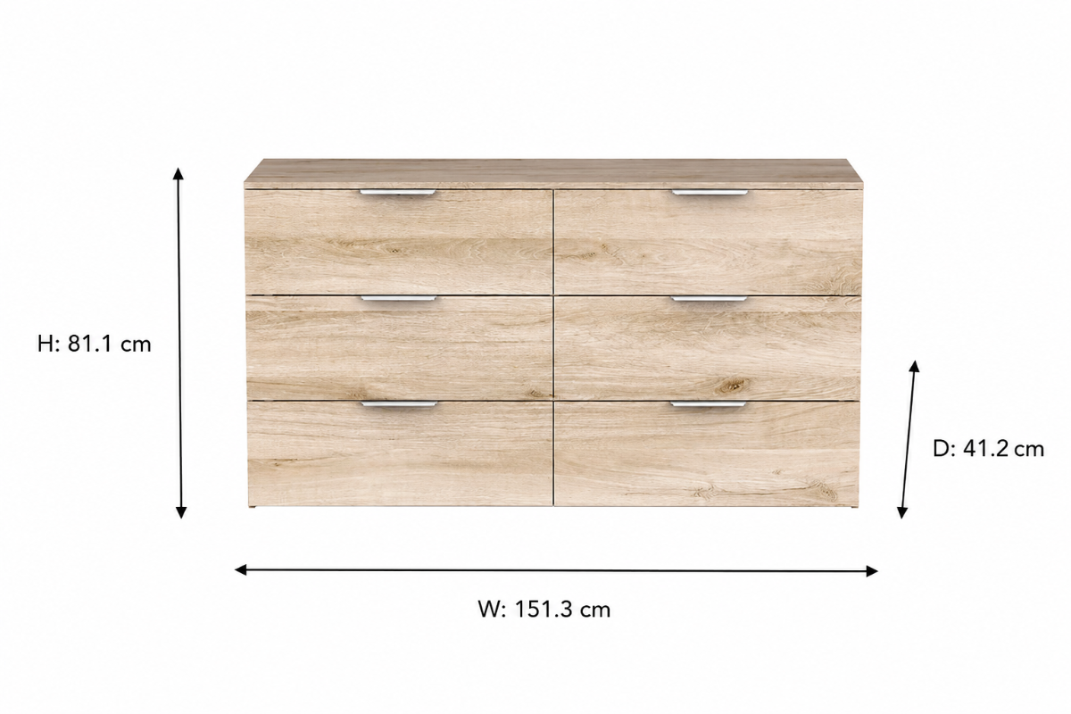 Ghost Dresser | 6 Drawer | Oak Effect-3