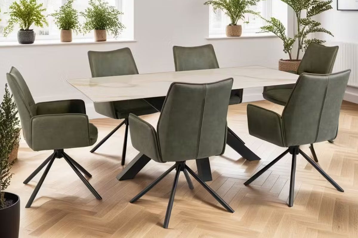 Granada Dining Chairs | Leather |  Green | Set of 2-2
