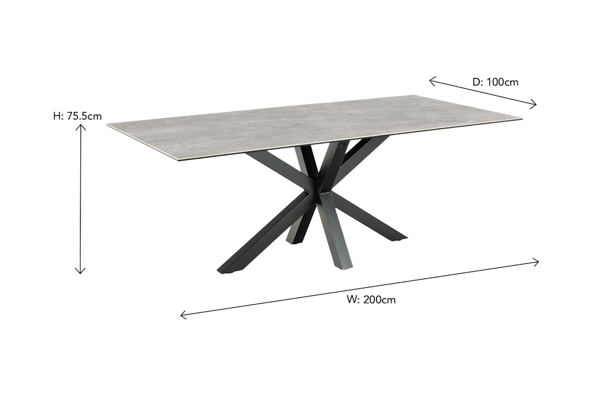 Harlie Rectangular Dining Table | 200 cm | Grey-3