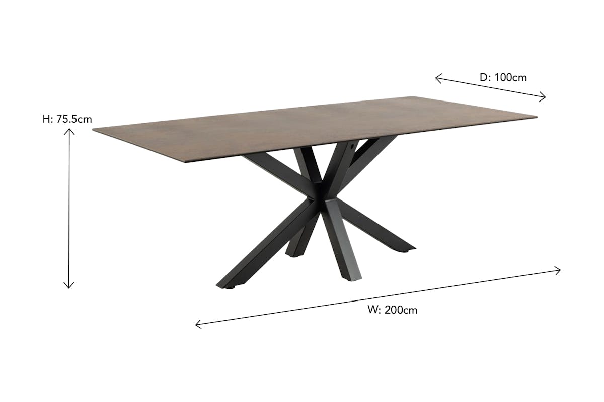 Harlie Rectangular Dining Table | 200 cm | Rust Brown-3