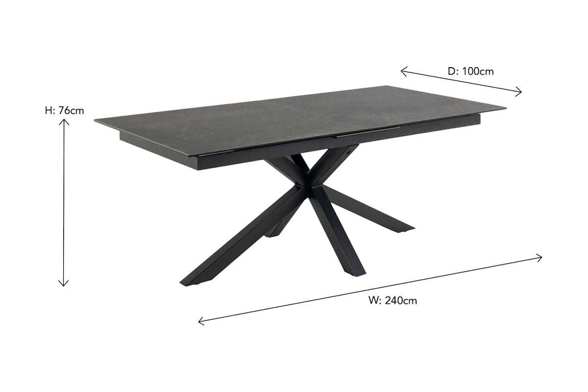 Harlie Extending Dining Table | 200 - 240 cm | Black-3