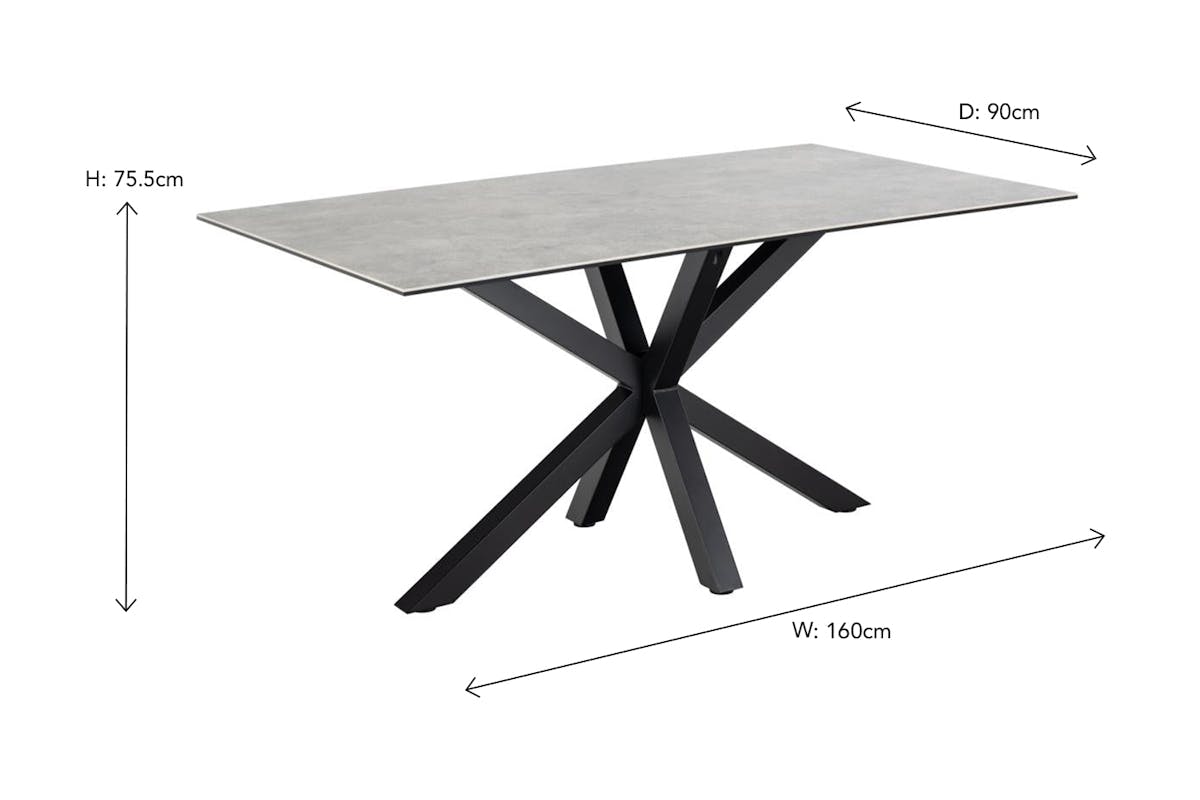 Harlie Rectangular Dining Table | 160 cm | Grey-3