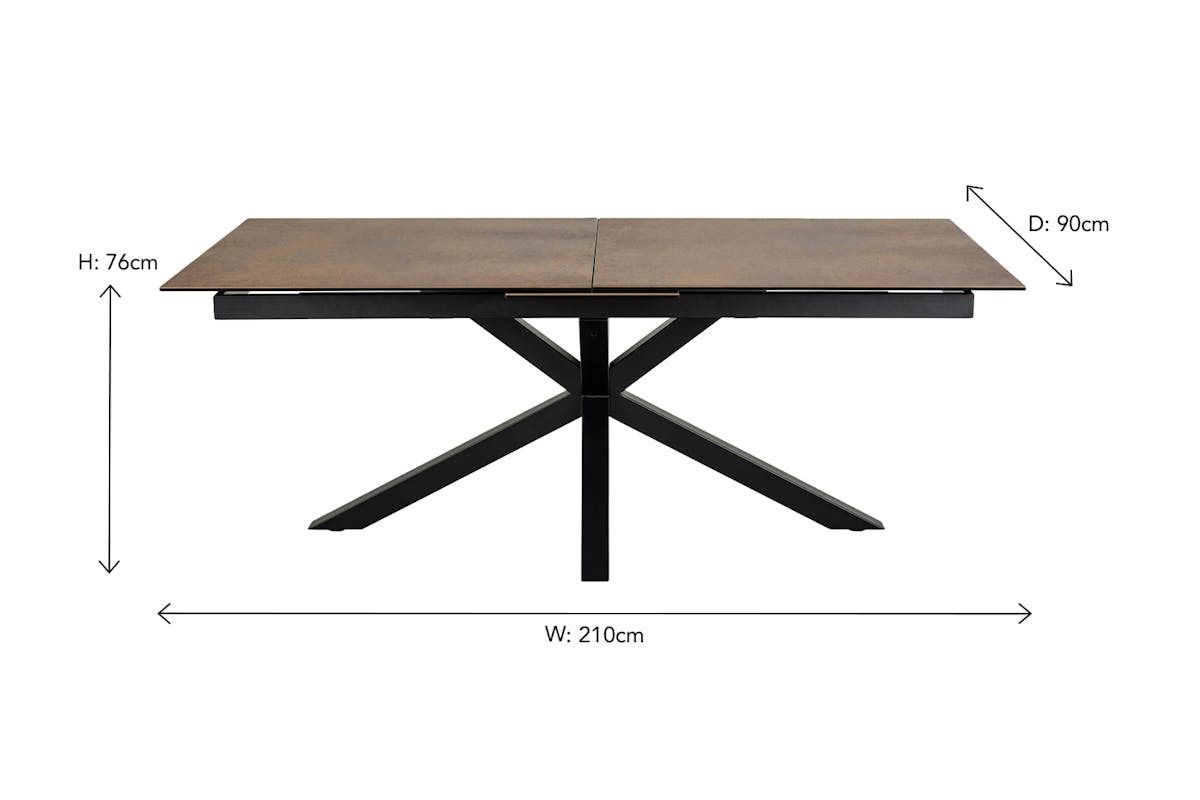 Harlie Extending Dining Table | 168 - 210 cm | Rust Brown-8