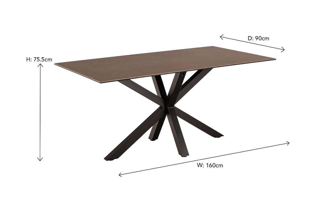 Harlie Rectangular Dining Table | 160 cm | Rust Brown-3