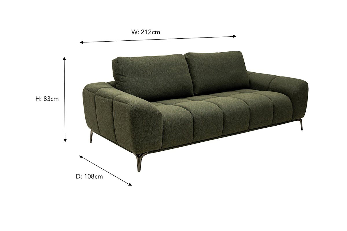 Ryley 3 Seater Sofa | Fabric | Green-3
