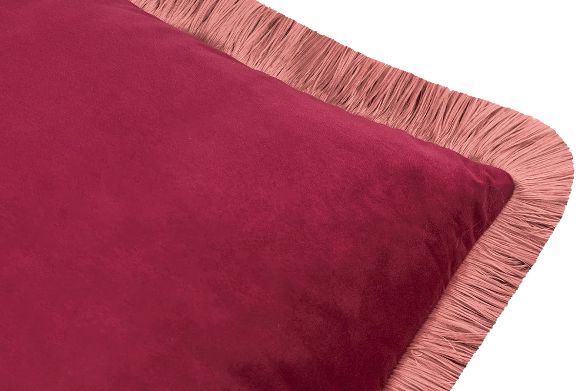 Halo Fringe Cushion | Burgundy/Slipper | 50 x 50 cm-3