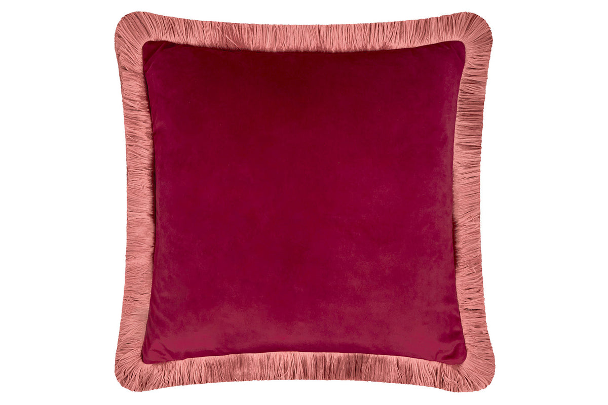 Halo Fringe Cushion | Burgundy/Slipper | 50 x 50 cm-2