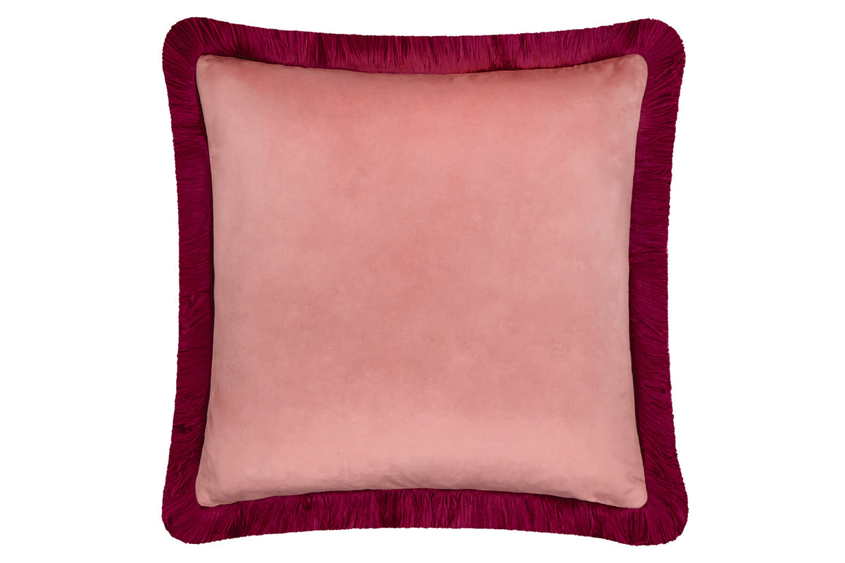 Halo Fringe Cushion | Slipper/Burgundy | 50 x 50 cm-2