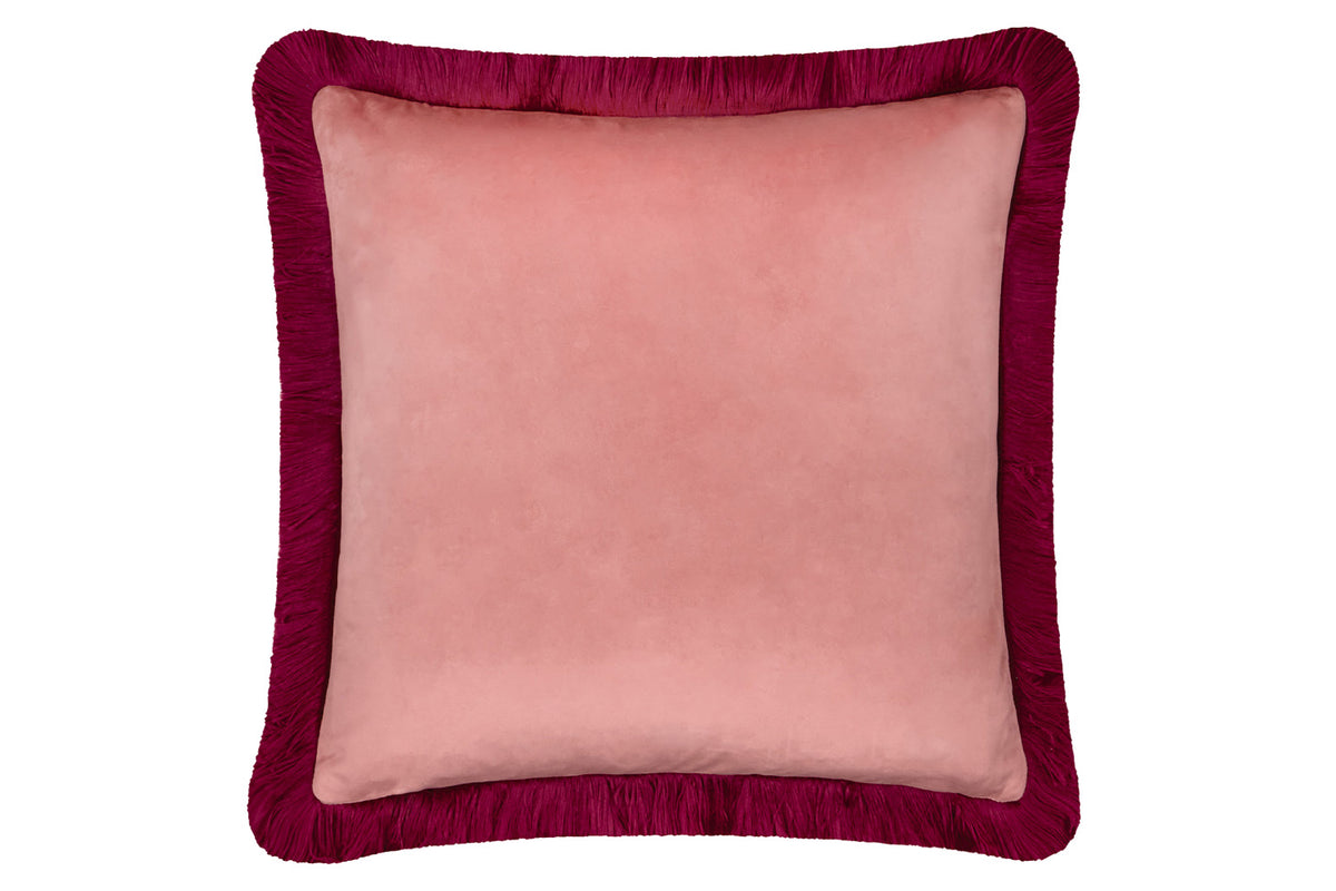 Halo Fringe Cushion | Slipper/Burgundy | 50 x 50 cm