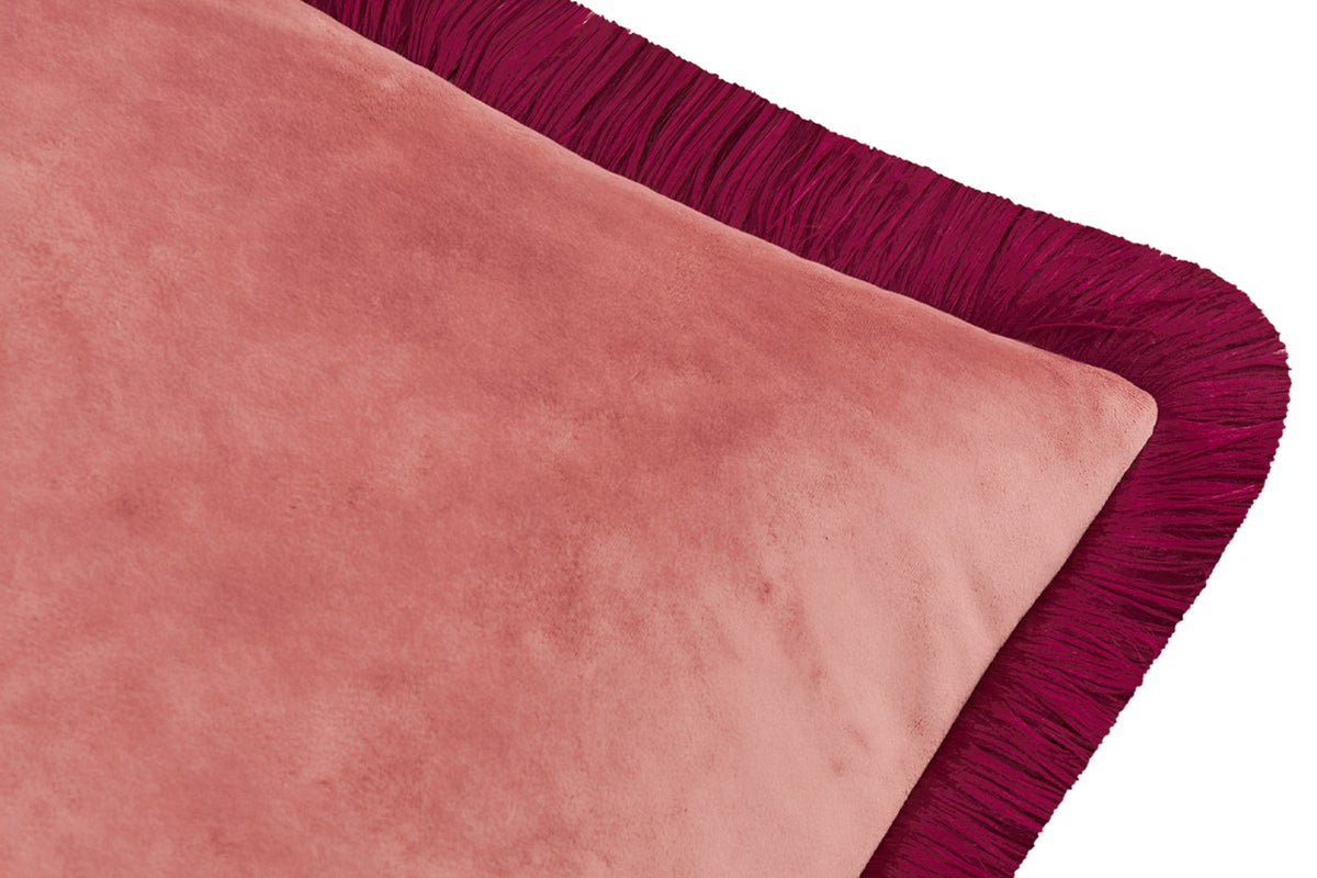 Halo Fringe Cushion | Slipper/Burgundy | 50 x 50 cm-3