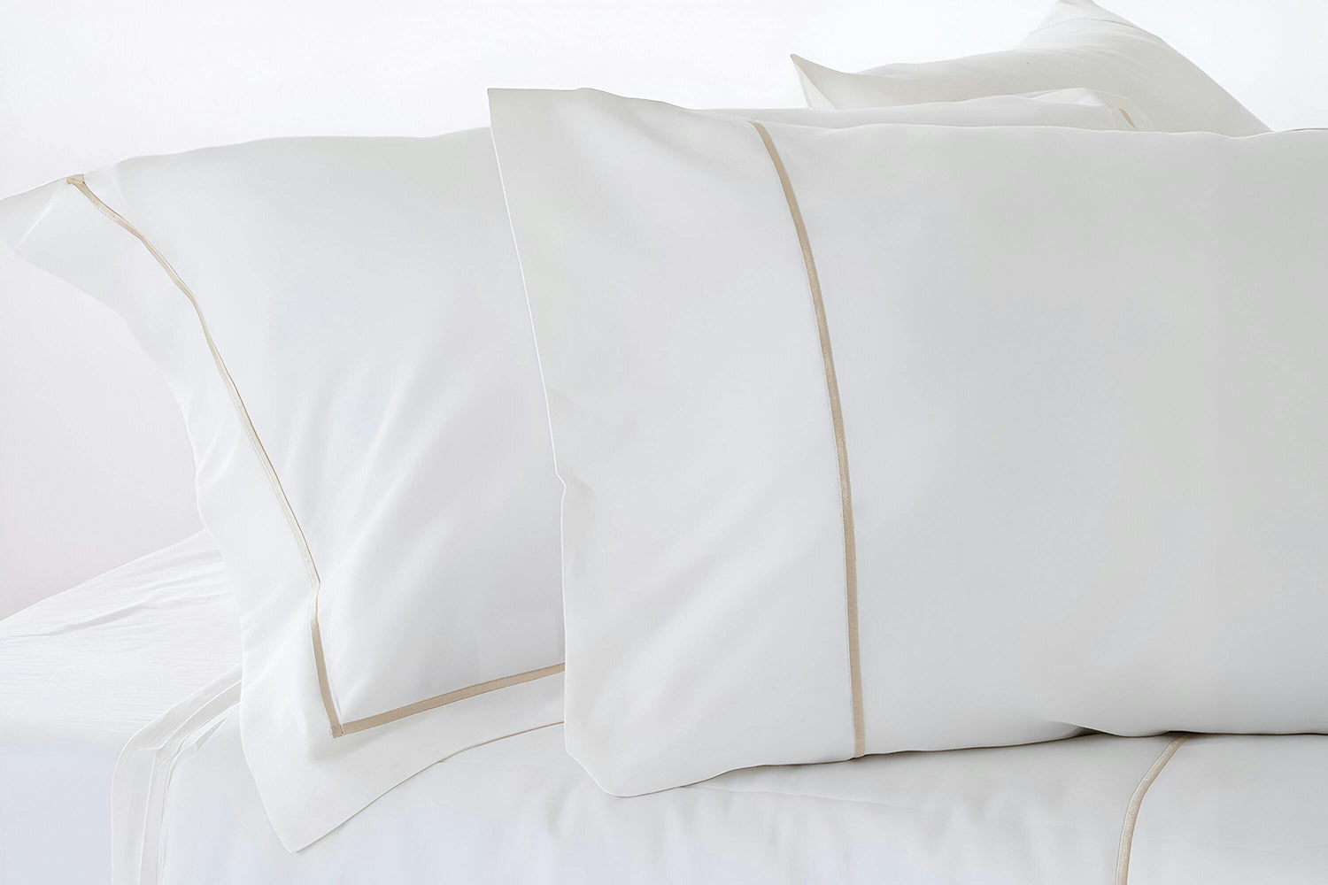 The Linen Room | 300TC Cotton Oxford Melissa Pillowcase Pair | Biscuit