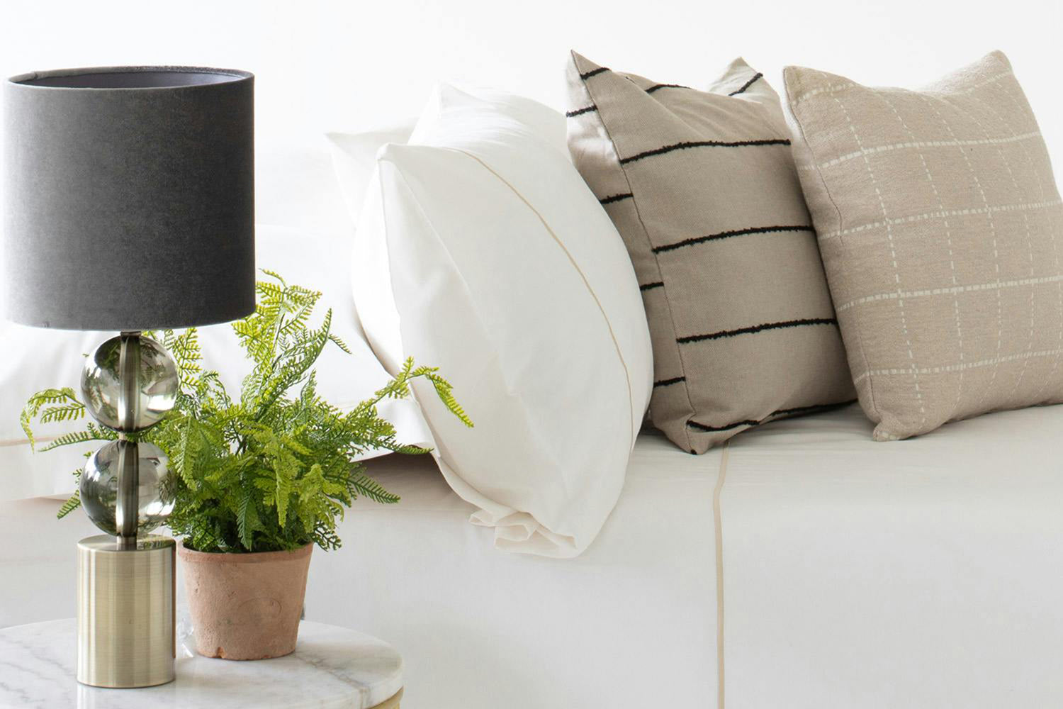 The Linen Room | 300TC Cotton Oxford Melissa Pillowcase Pair | Biscuit-4