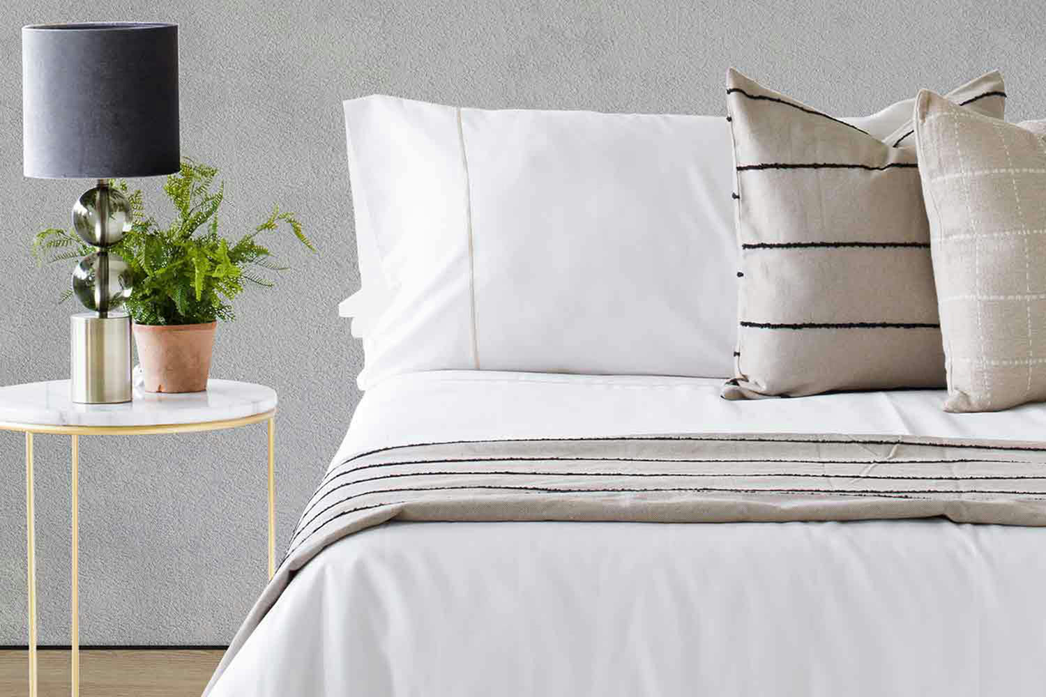 The Linen Room | 300TC Cotton Oxford Melissa Pillowcase Pair | Biscuit-2