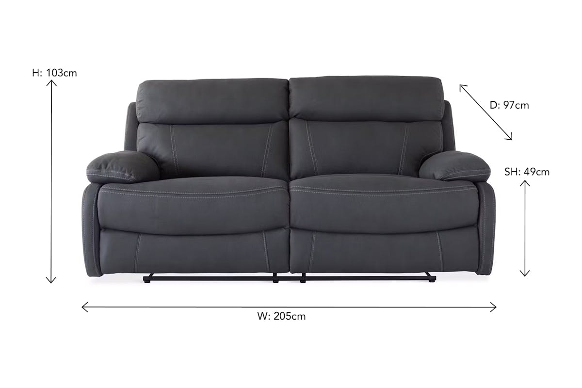 Hardy 3 Seater| USB | Power Recliner | Grey-3