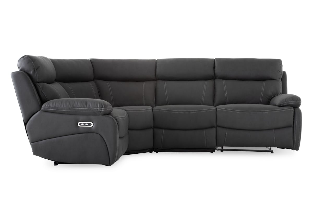 Hardy Small Corner Sofa | USB | Power Recliner | Grey