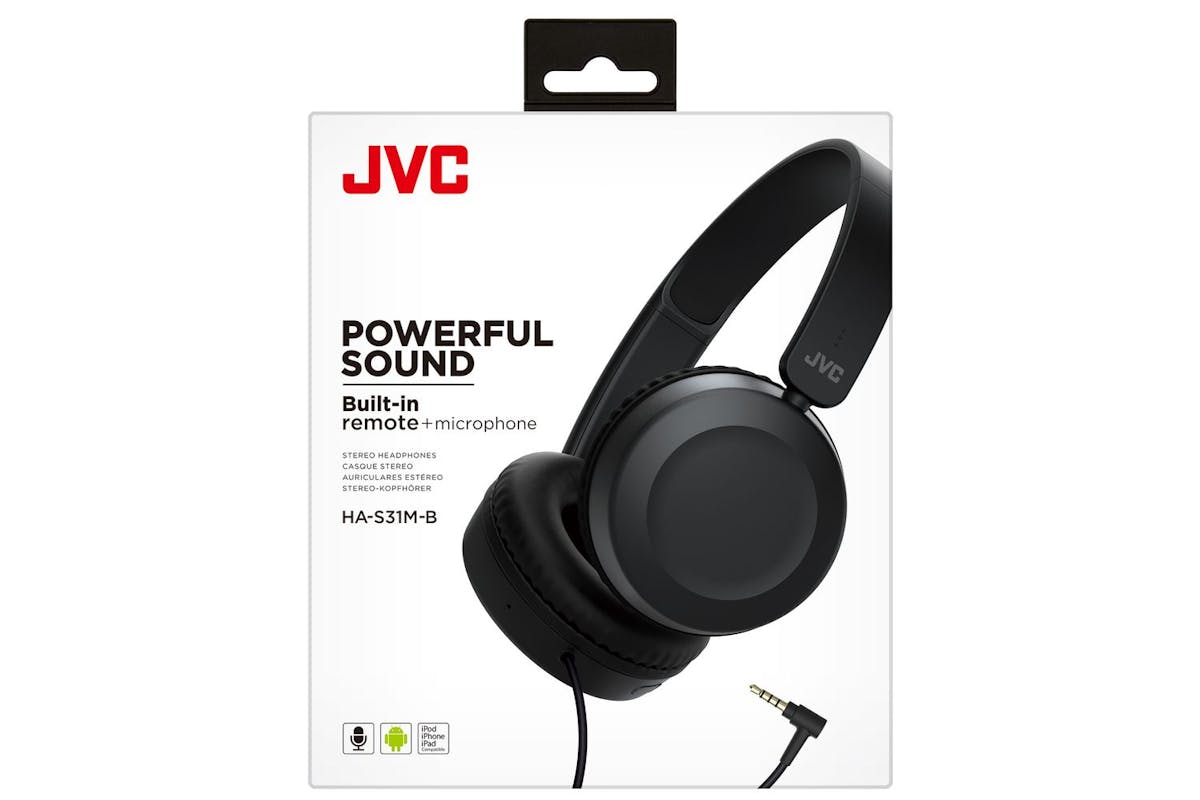 Jvc Carbon Black Foldable Wired Headphone Integrated Mic On Cable For Smart Phone Single Sided Cable-4