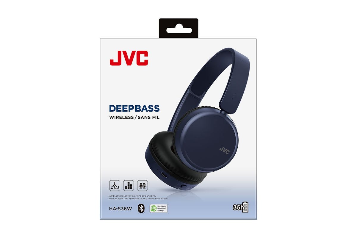 Jvc Blue On Ear Bluetooth Foldable Headphones Upto 35 Hour Use 3 Sound Modes 2 Device Connection Voice Assistant Bt V52-6