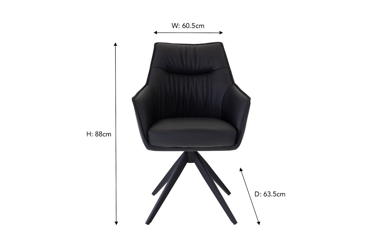 Kayleigh Carver Dining Chair | Swivel | Leather | Black-7