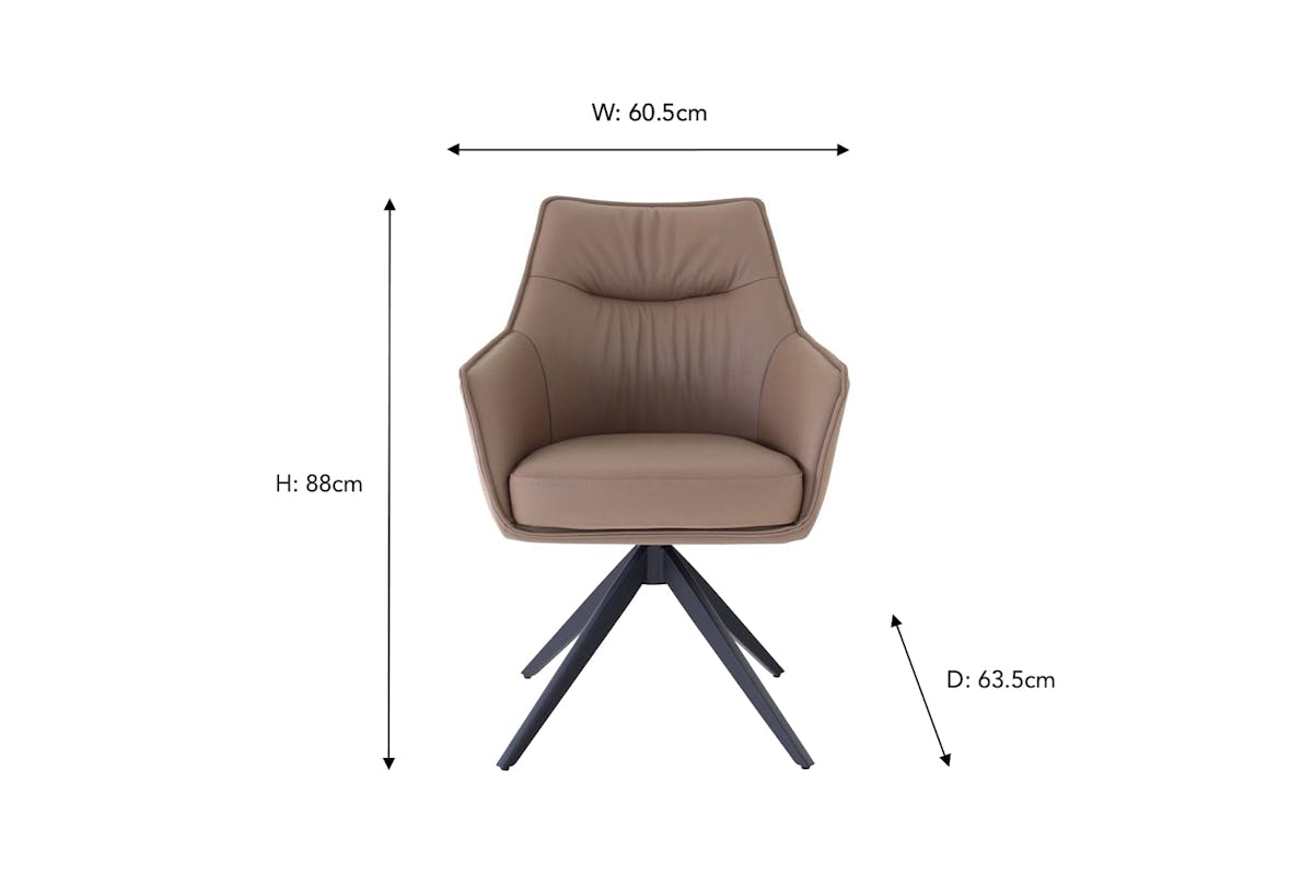 Kayleigh Carver Dining Chair | Swivel | Leather | Cappuccino-9