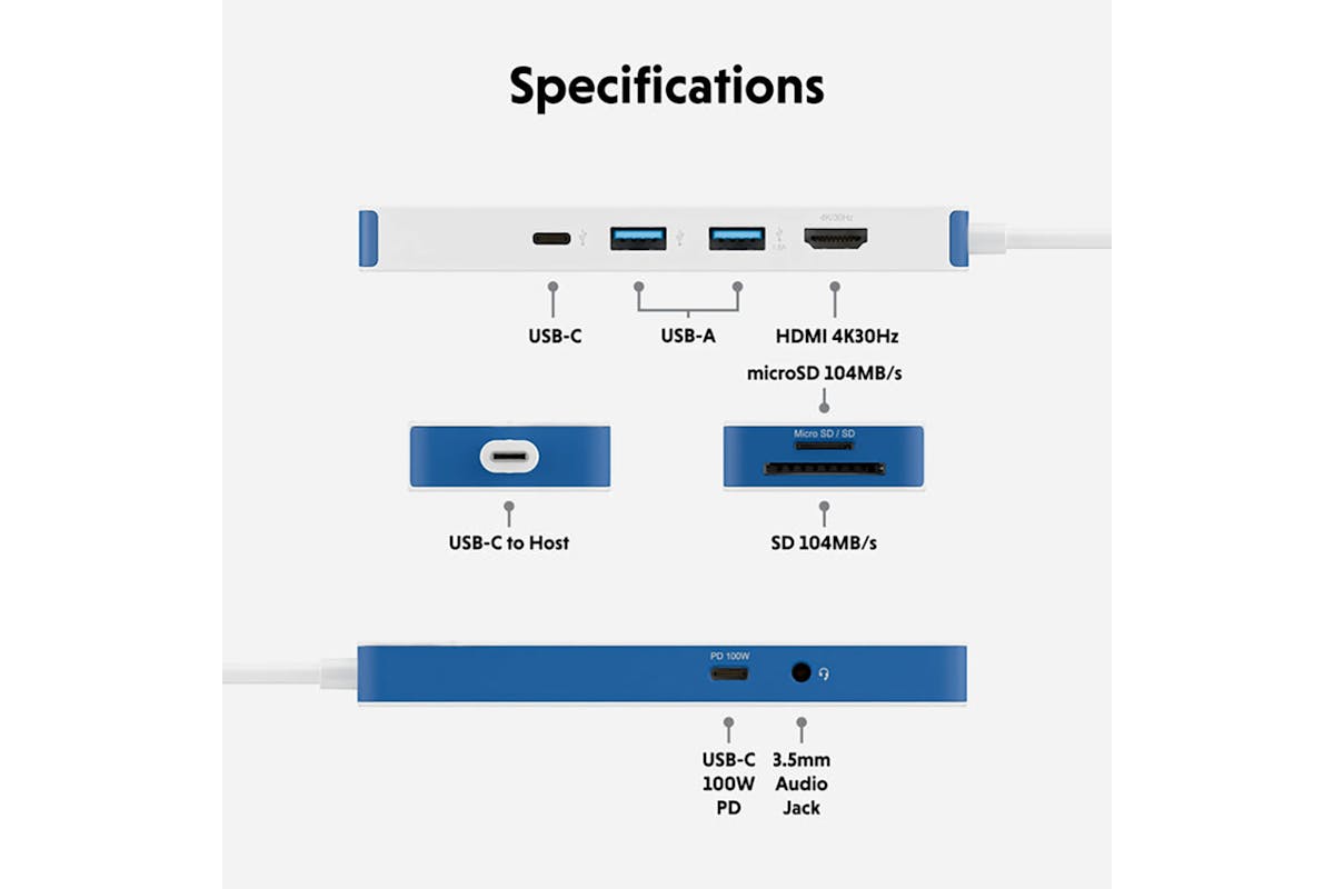 HyperDrive Flex 8 Port USB-C Dock | Brilliant Blue-4