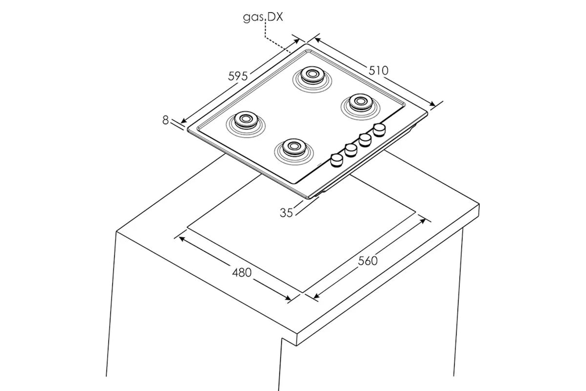 Hoover H-HOB 300 60cm Gas Hob | HHG6BRMX-7
