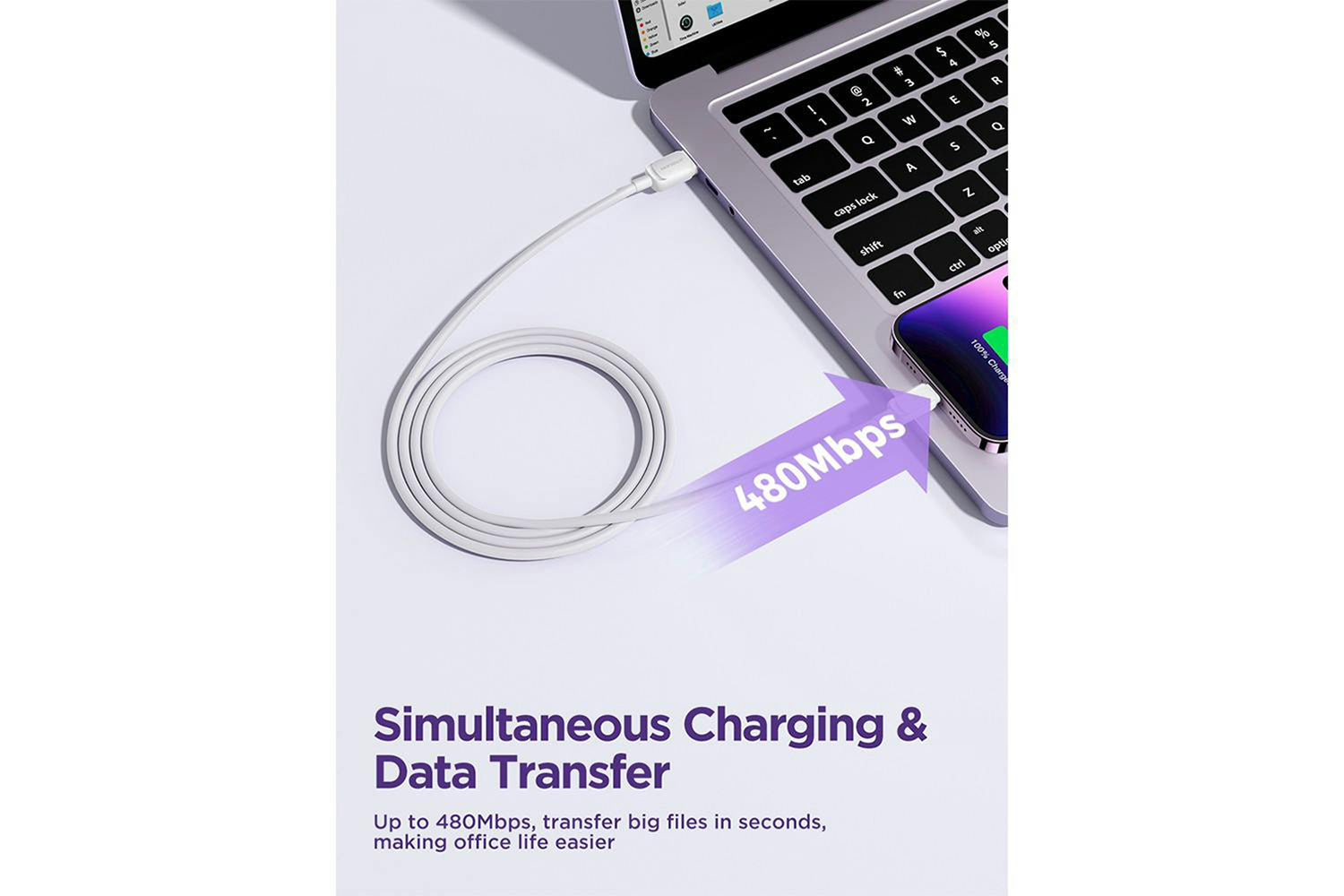 Joyroom USB-A to Lightning Fast Charging Data Cable | 1.2m | White-7