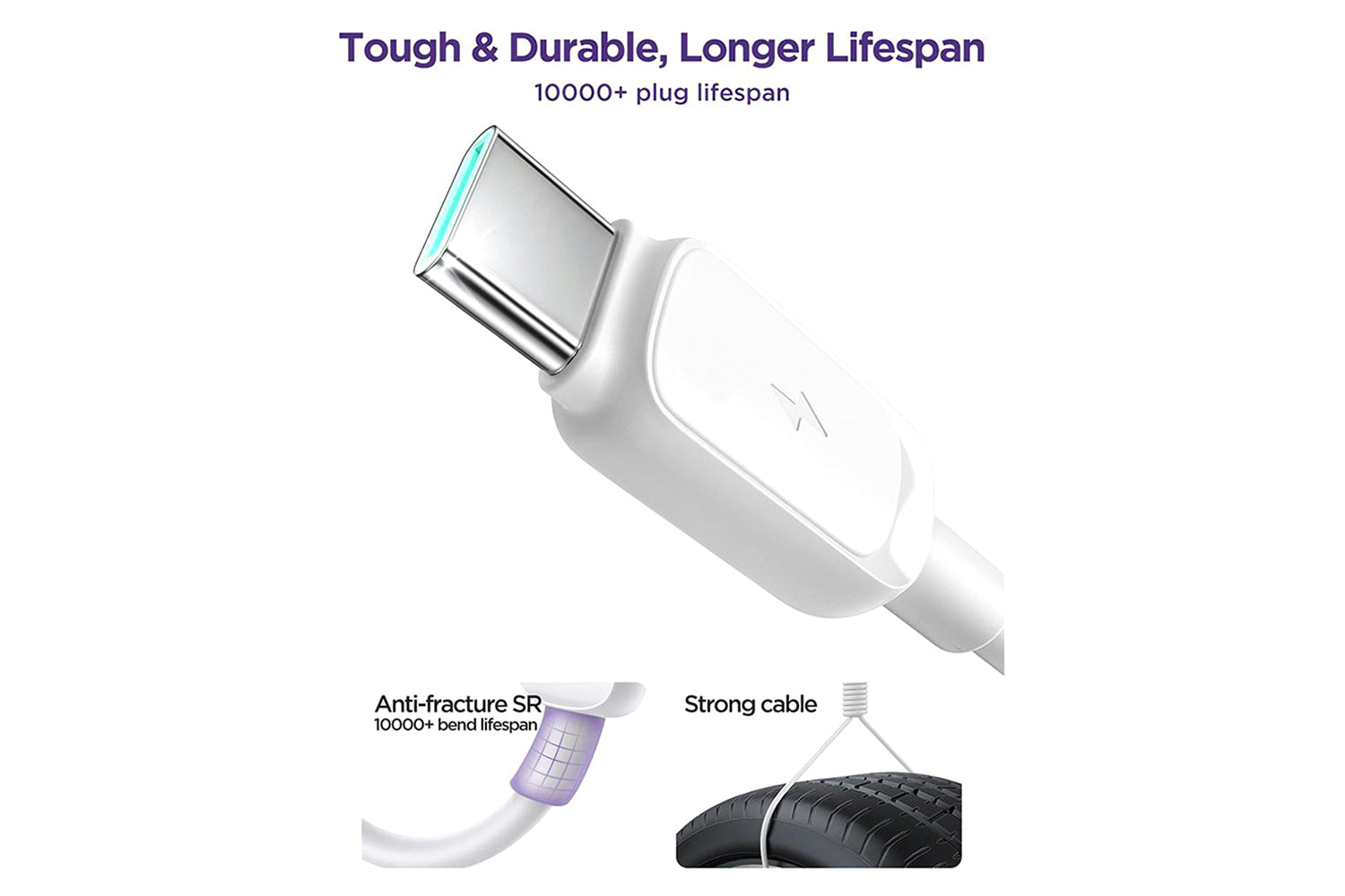 Joyroom USB-A to Type-C Fast Charging Data Cable | 1.2m | White-4