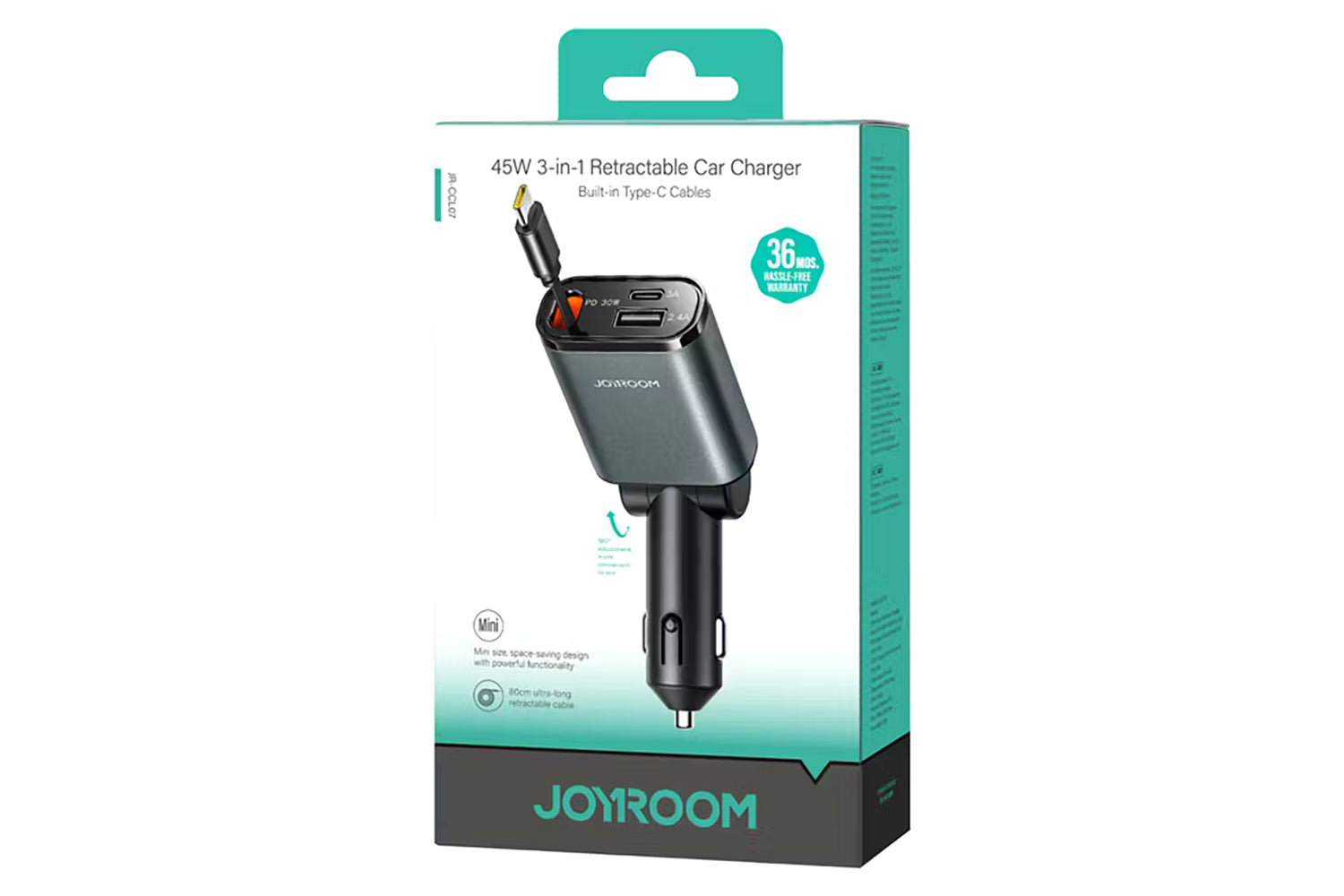 Joyroom 45W 3-in-1 Car Charger | Dark Grey-3