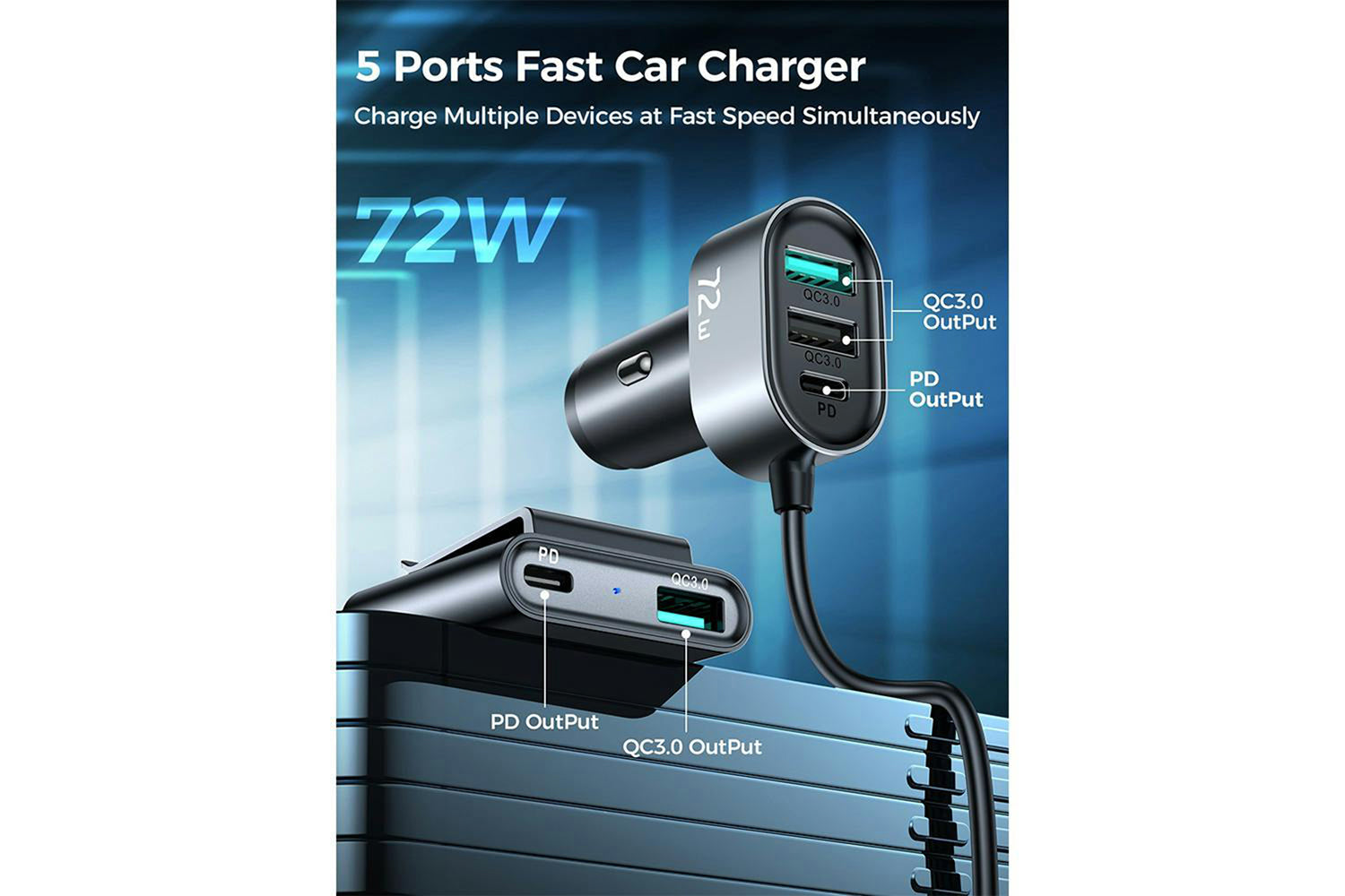 Joyroom 72W Multi-Port Fast Car Charger