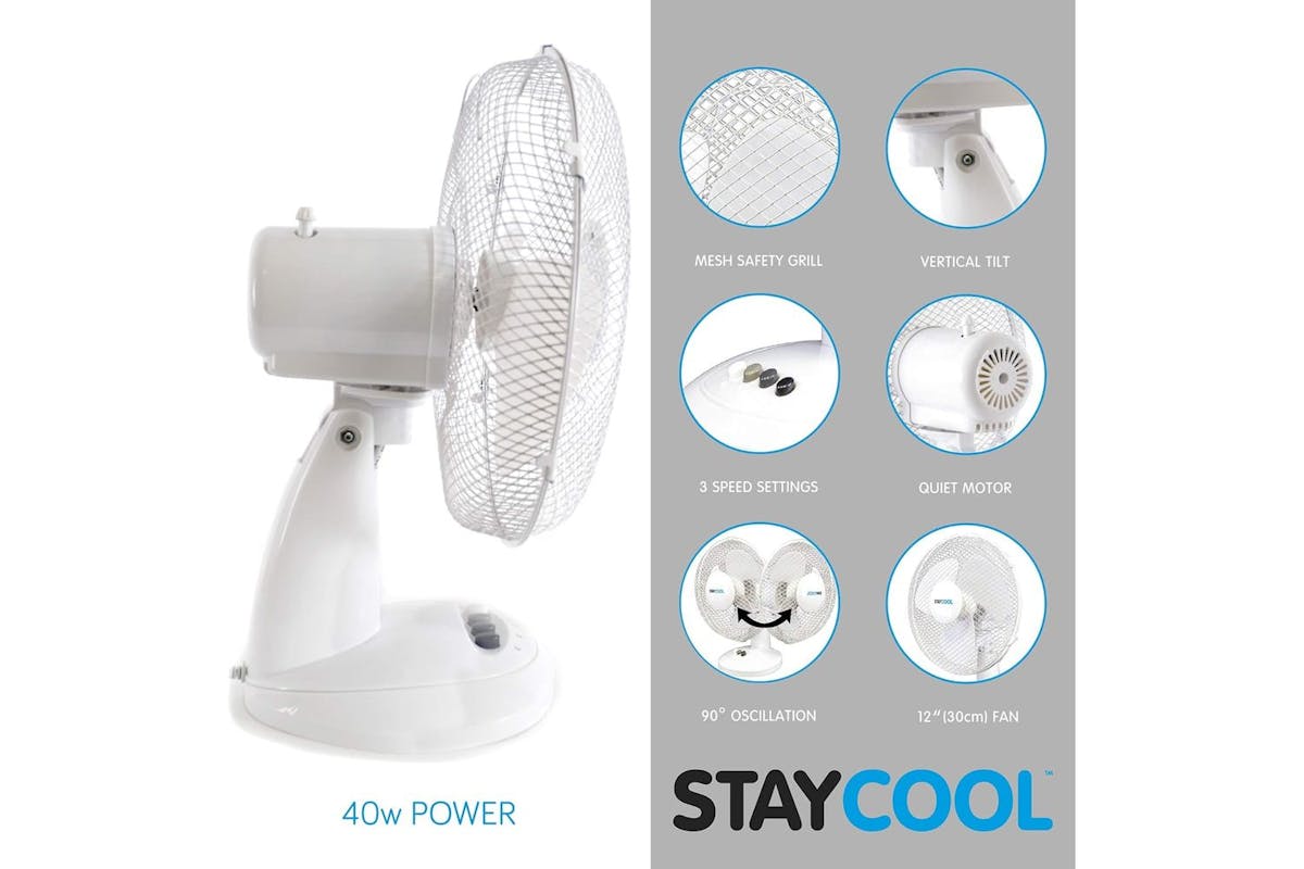 Staycool | Desk Fan | White | 12"-3