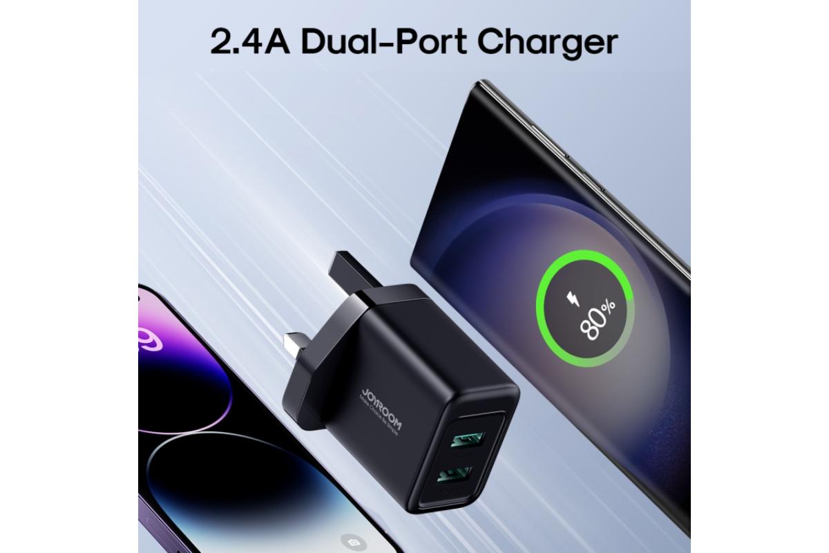 Joyroom 2.4A Dual USB Port Fast Charger | Black-5