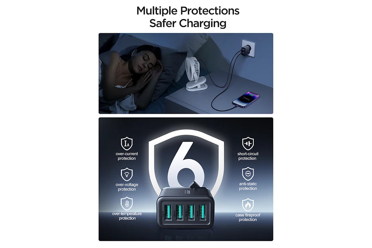 Joyroom 4 Port USB-A Wall Charger | Black-3