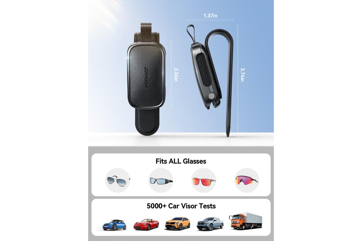 Joyroom JR-ZS511 Magnetic One-hand Car Visor Sunglasses Holder Clip | Black-12
