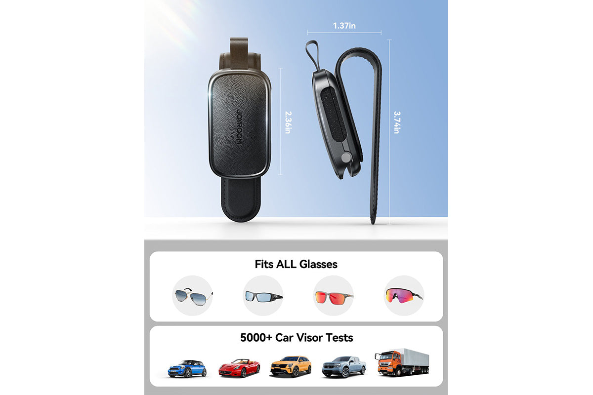 Joyroom JR-ZS511 Magnetic One-hand Car Visor Sunglasses Holder Clip | Black-12
