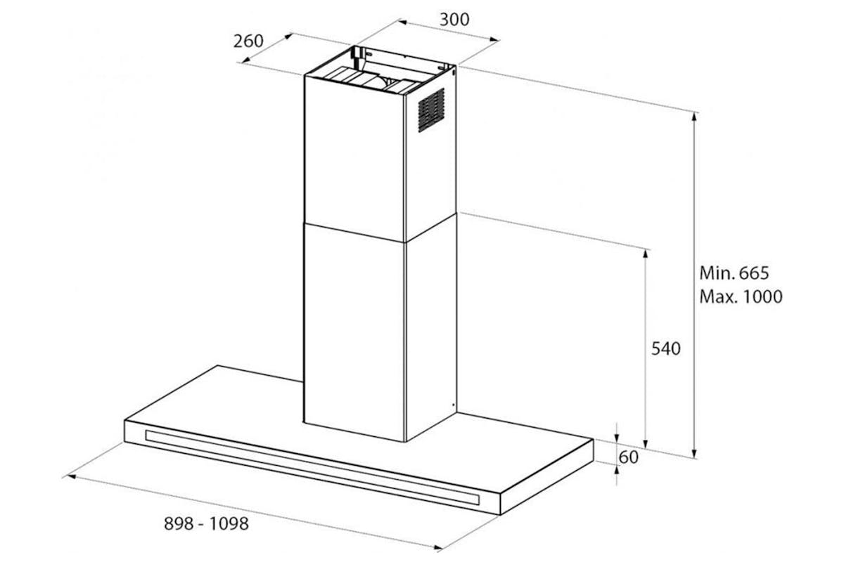 Rangemaster 100cm Hi-Lite Flat Chimney Hood | HLTHDS100SL-2