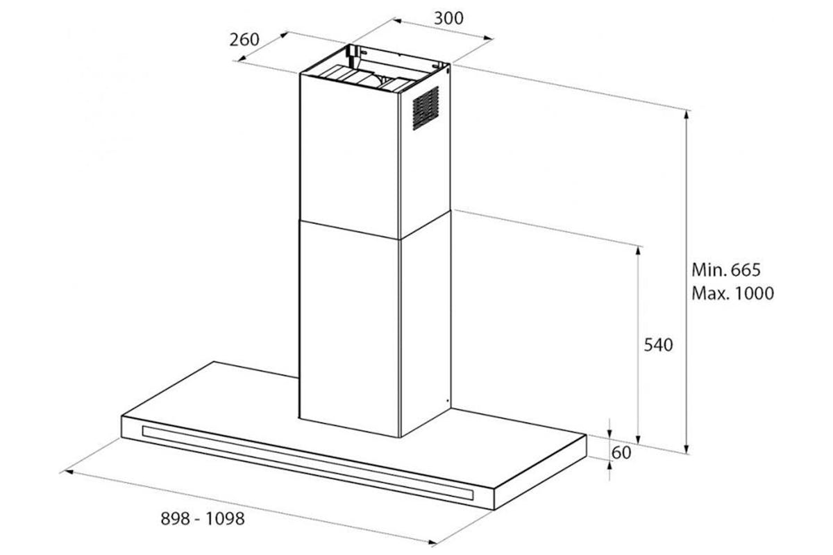 Rangemaster Hi-Lite 110cm Flat Chimney Hood | HLTHDS110BL-2